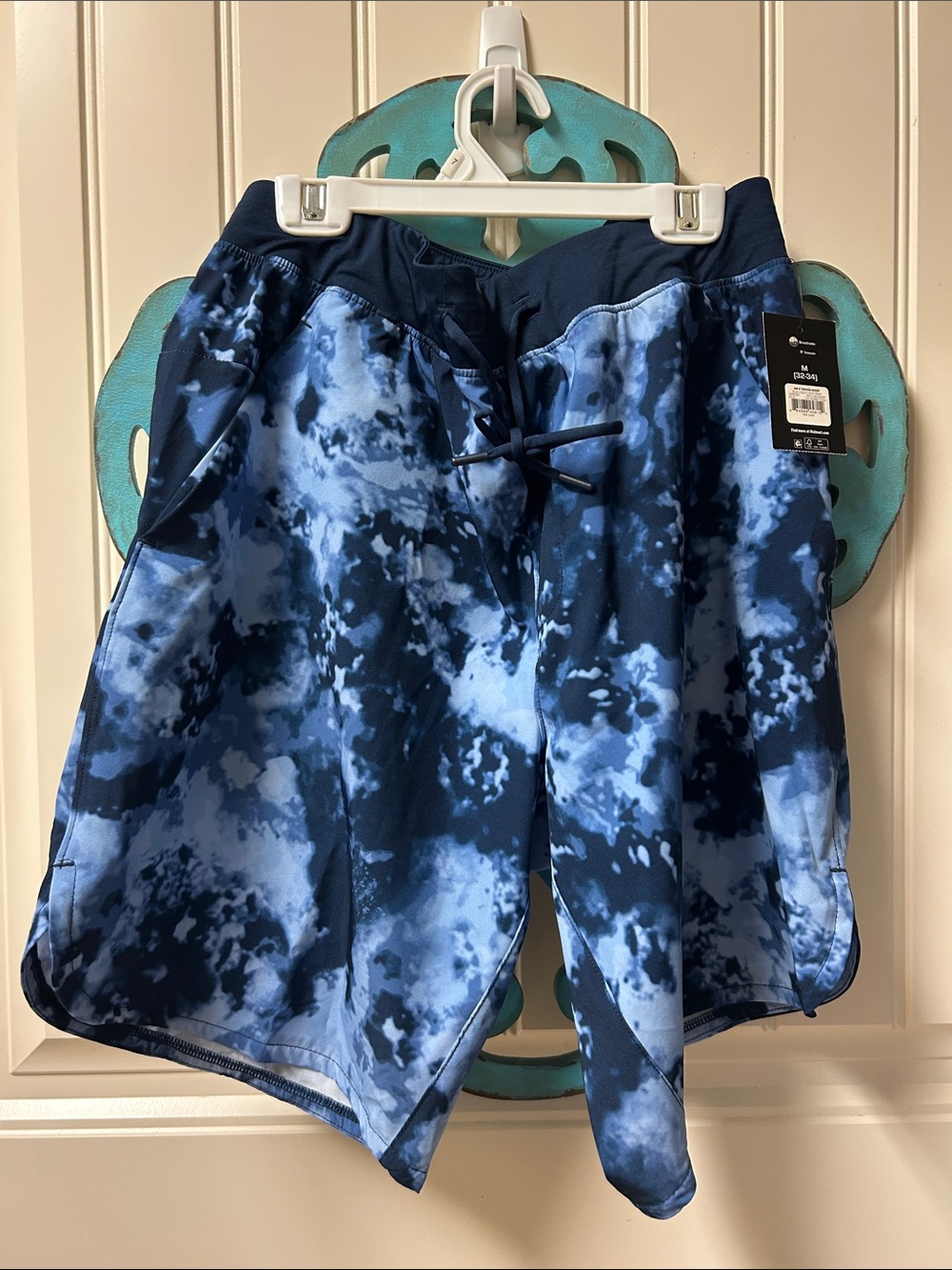 Athletic Works Men's Navy & Light Blue Tie-Dye Athletic Shorts
